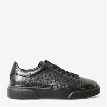 Siyah Deri Bağcıklı Erkek Spor Sneaker