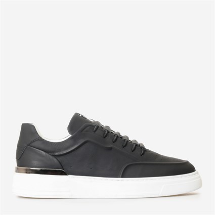 Siyah Deri Erkek Bağcıklı Sneaker