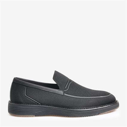 Siyah Triko Erkek Bağcıklı Loafer
