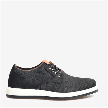 Siyah Triko Erkek Bağcıklı Loafer