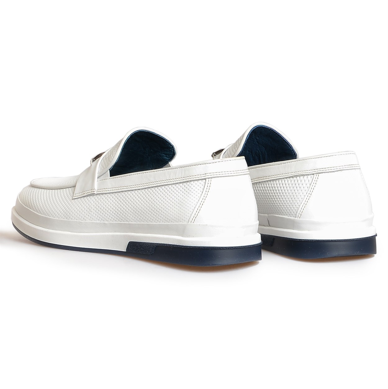 Flower Ayakkabı | Beyaz Deri Erkek Loafer Ayakkabı