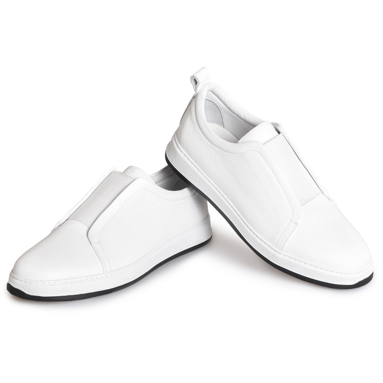 Beyaz Deri Lastikli Erkek Spor Ayakkabı | Flower Ayakkabı