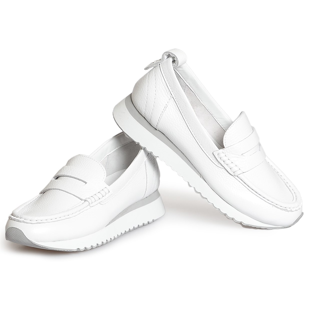 Beyaz Deri Kadın Günlük Ayakkabı | Flower Ayakkabı