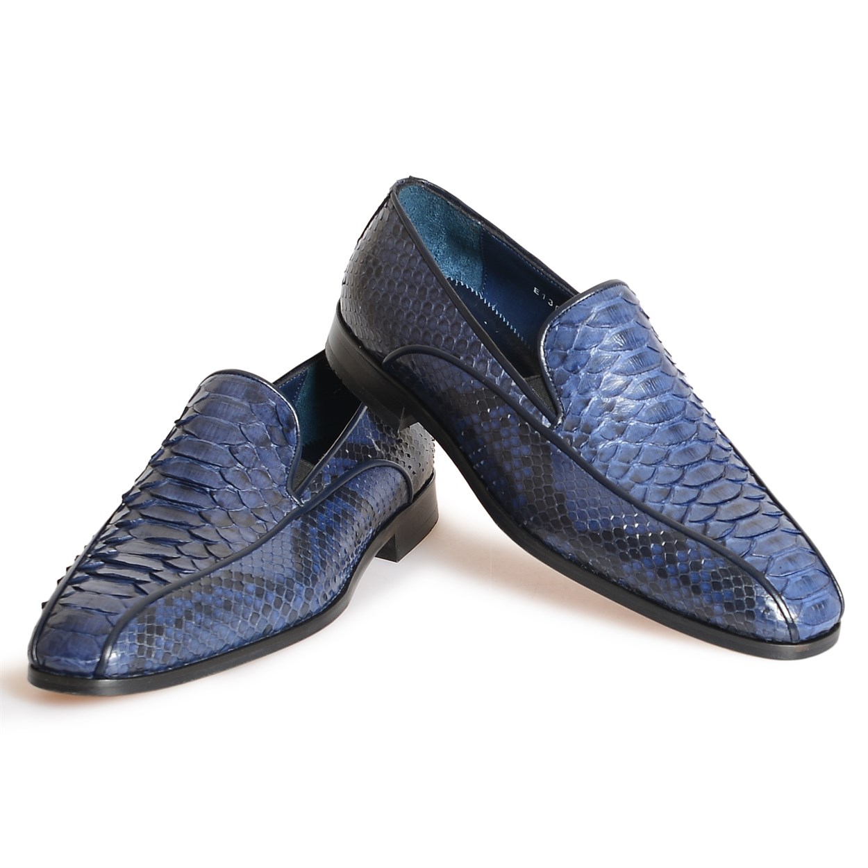 Lacivert Yılan Deri Klasik Ayakkabı | Flower Ayakkabı