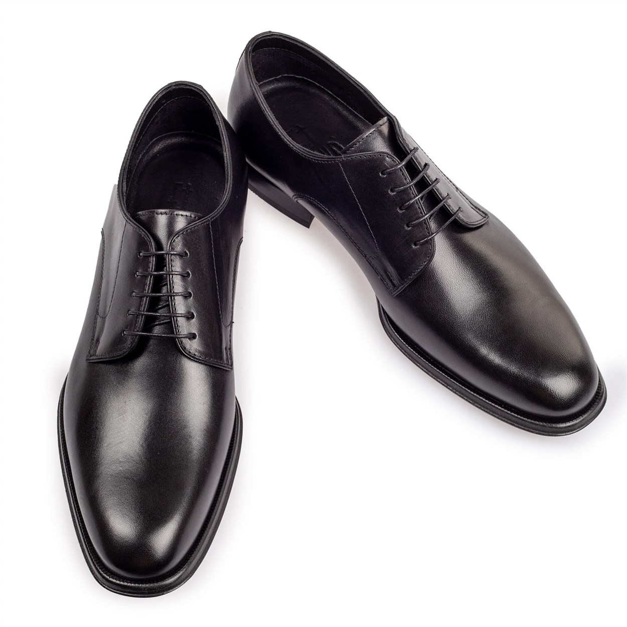 Siyah Deri Bağcıklı Klasik Erkek Ayakkabı | Flower Ayakkabı