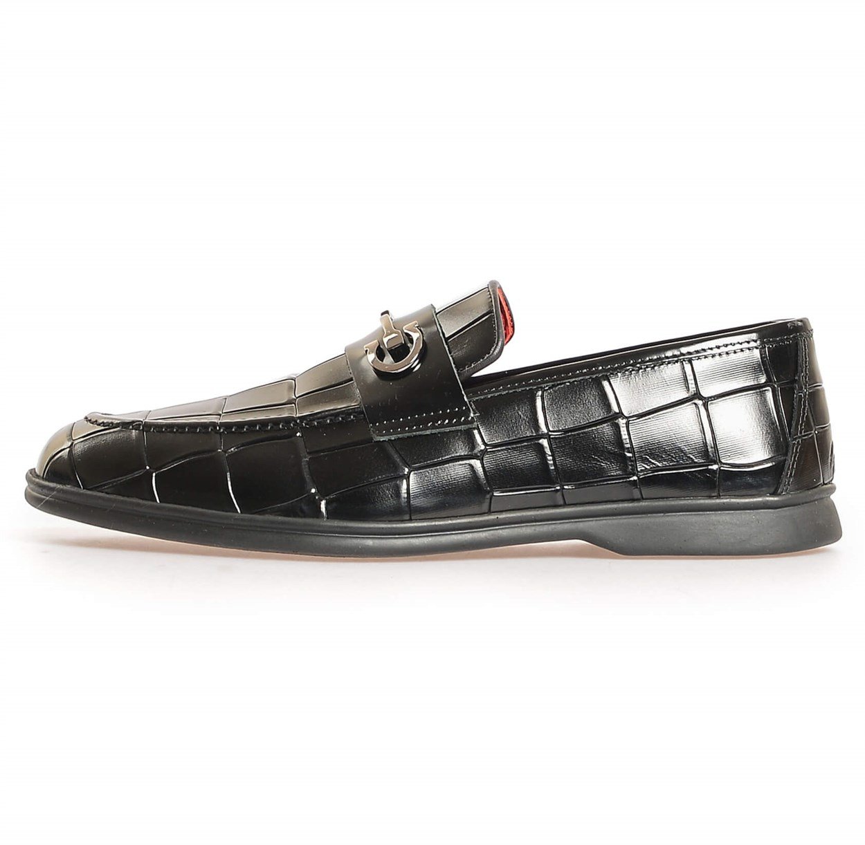 Siyah Deri Tokalı Klasik Erkek Ayakkabı | Flower Ayakkabı