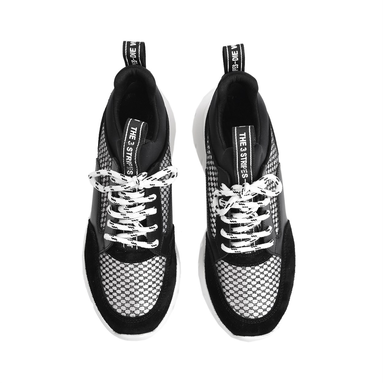 Siyah File Detaylı Kadın Spor Ayakkabı | Flower Ayakkabı