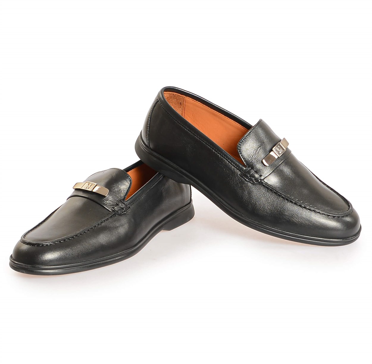 Siyah Deri Tokalı Loafer Erkek Ayakkabı | Flower Ayakkabı