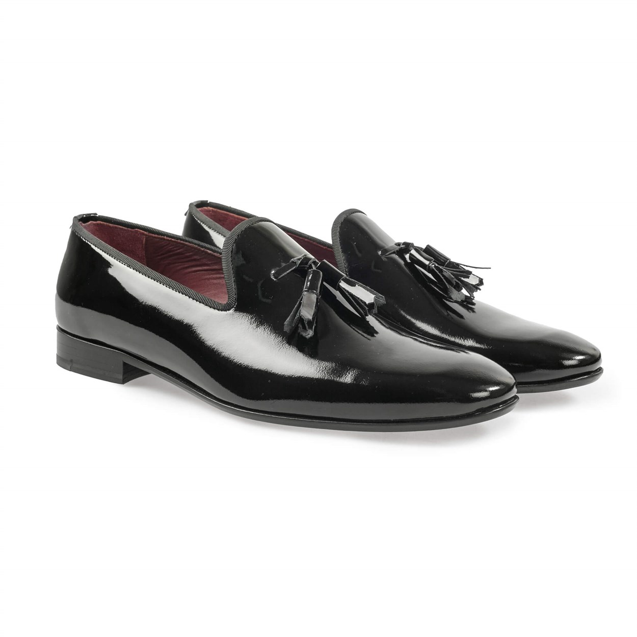 Siyah Rugan Püsküllü Klasik Ayakkabı | Flower Ayakkabı