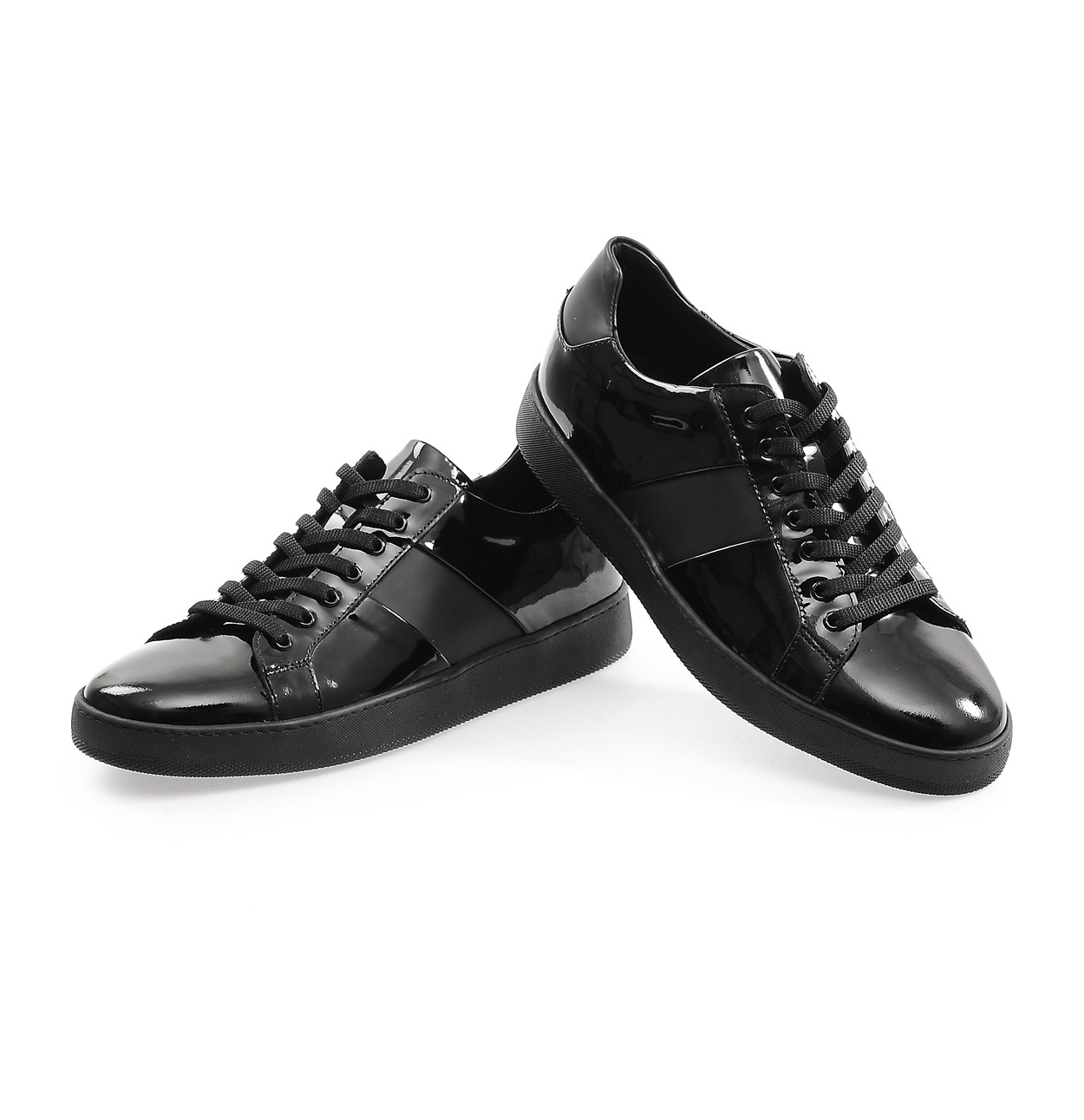 Siyah Rugan Bağcıklı Erkek Sneakers | Flower Ayakkabı