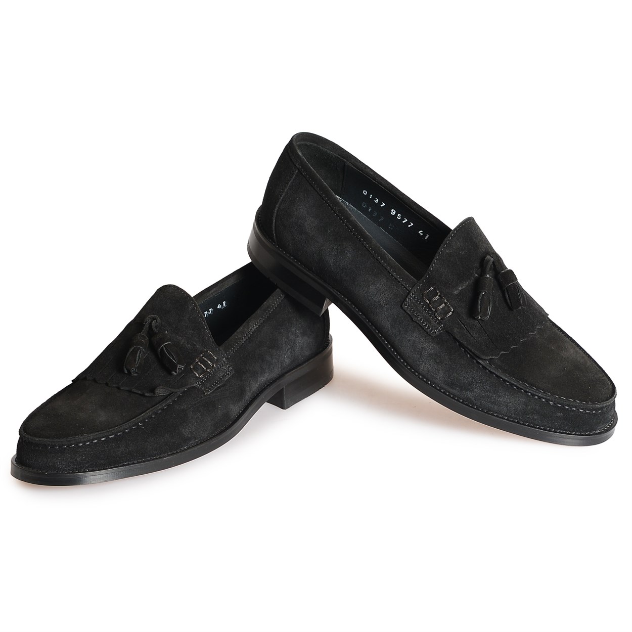 Siyah Süet Püsküllü Loafer Ayakkabı | Flower Ayakkabı