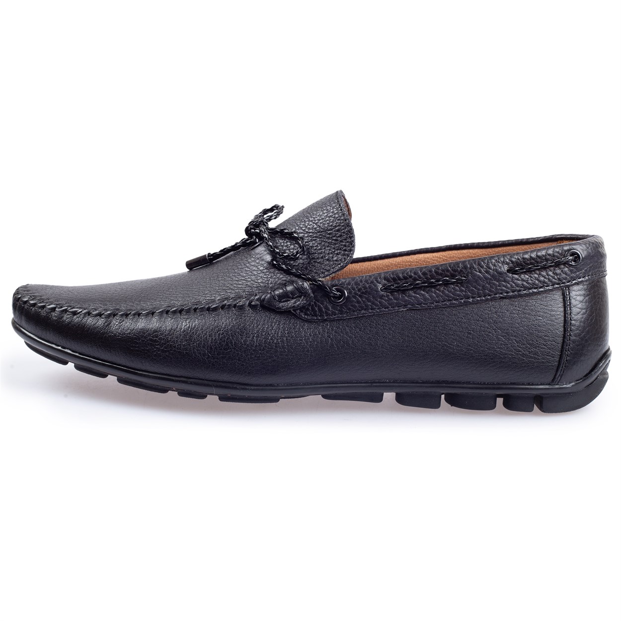 Siyah Deri Erkek Loafer Ayakkabı | Flower Ayakkabı