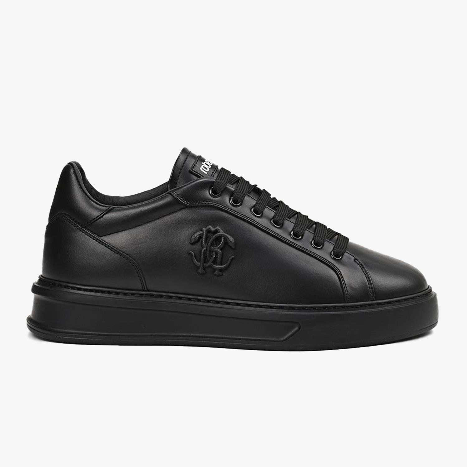 roberto cavalli 黒 レース 40 イタリア製 Roberto Cavalli Siyah Deri Erkek Sneaker | Flower Ayakkabı