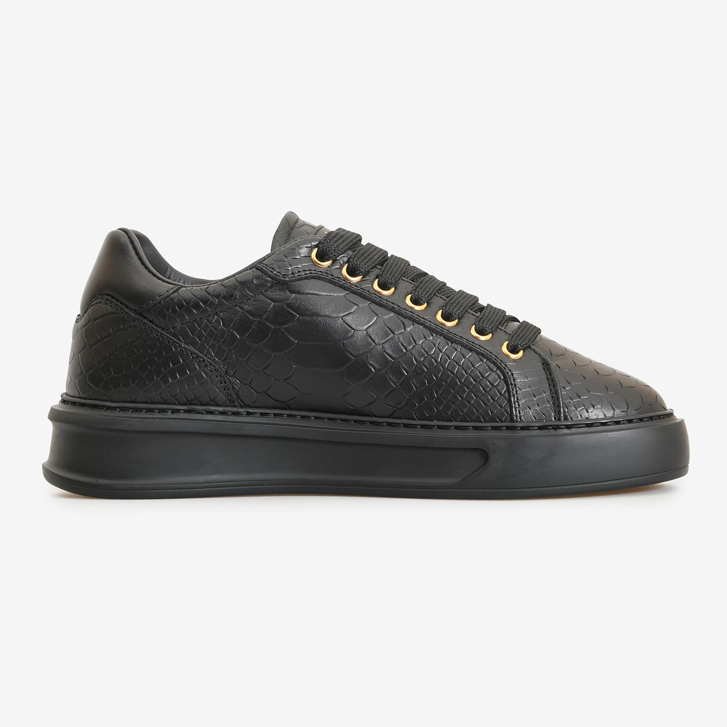 Roberto Cavalli Siyah Deri Kadın Sneaker | Flower Ayakkabı