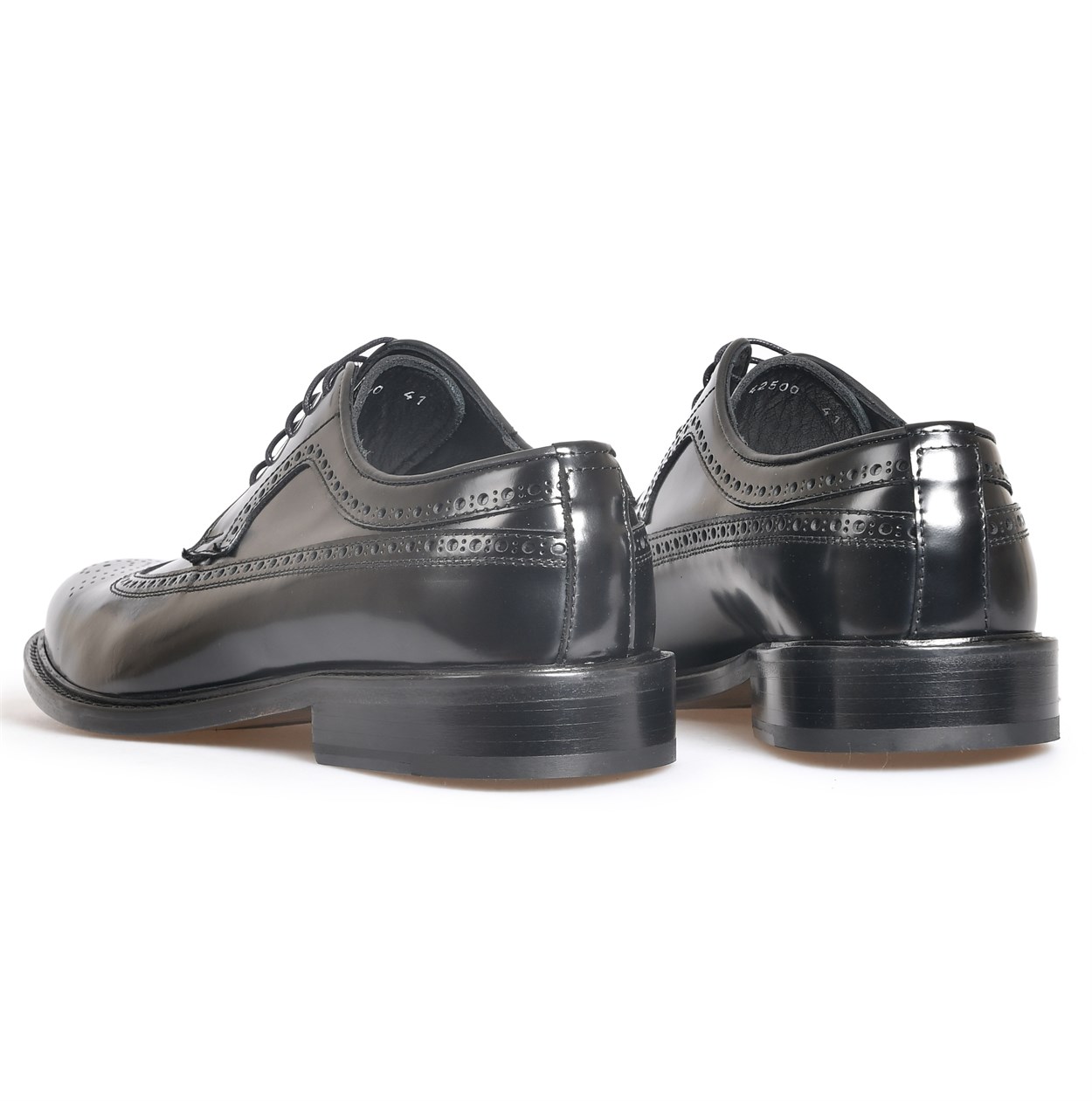 Siyah Deri Bağcıklı Klasik Erkek Ayakkabı | Flower Ayakkabı
