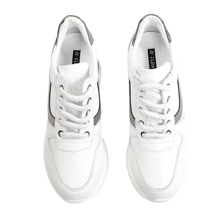 Beyaz Dolgu Topuklu Spor Ayakkabı | Flower Ayakkabı