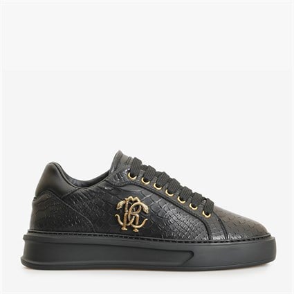 Roberto Cavalli Siyah Deri Kadın Sneaker | Flower Ayakkabı