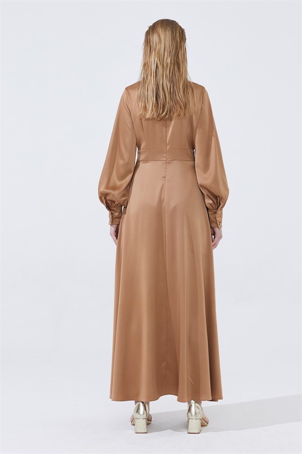 Ladies Satin Dress Camel FAHHAR