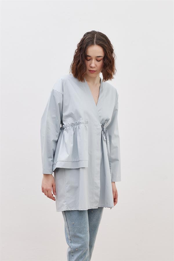 Piece Detailed Kimono Grey - FAHHAR