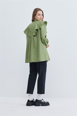 Fırfırlı Koton Tunik Gömlek Yeşil