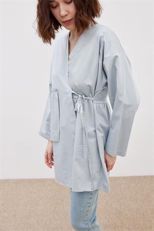 Parça Detaylı Kimono Gri