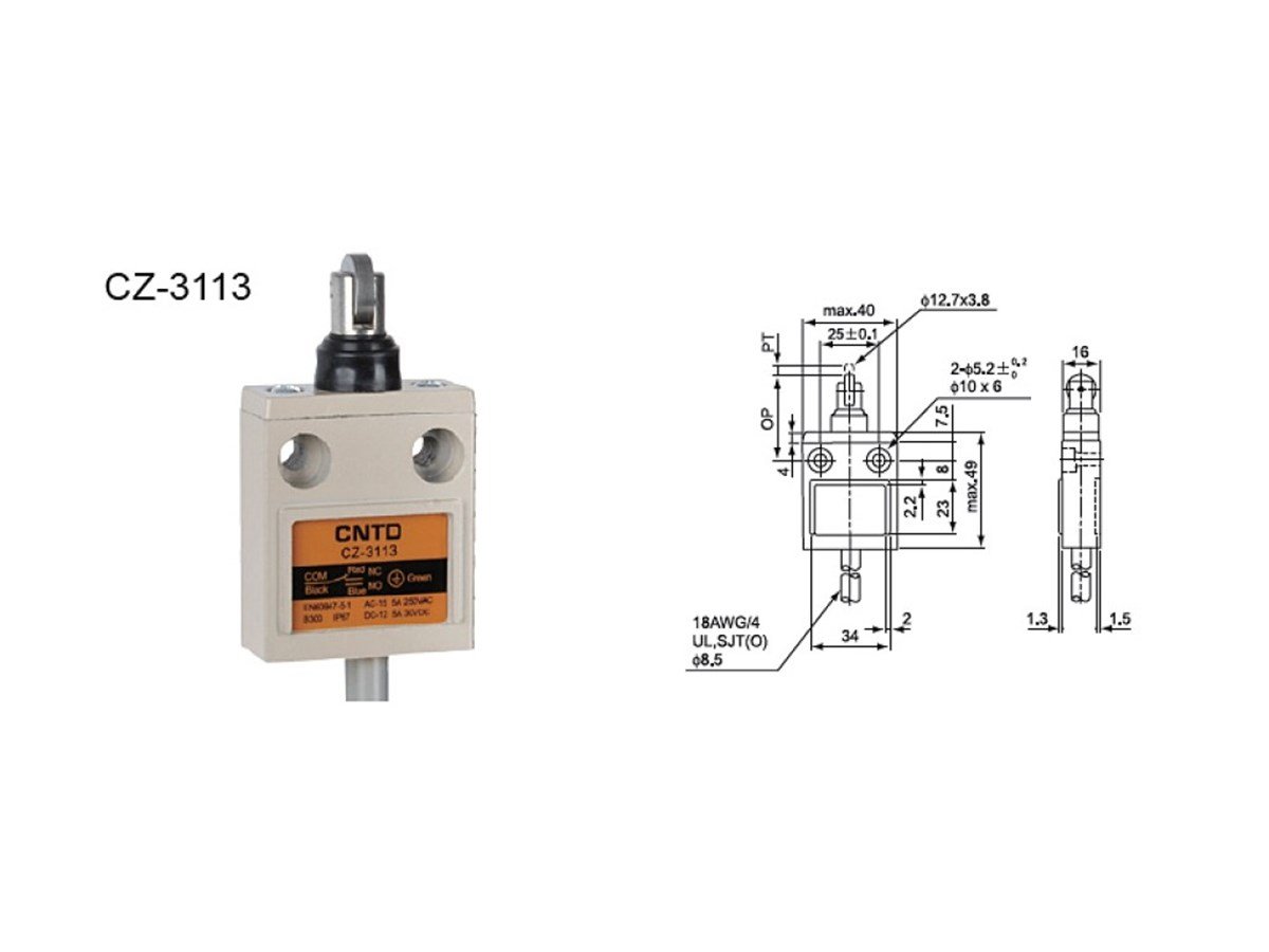 CNTD CZ-3113 Kauçuk Korumalı Ters Makaralı Pimli Limit Switch