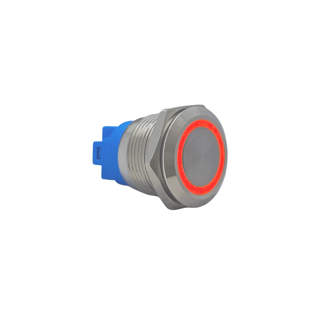 E1 19MM METAL BUTON KALICILI 12-24V KIRMIZI LED 1NO/1NC