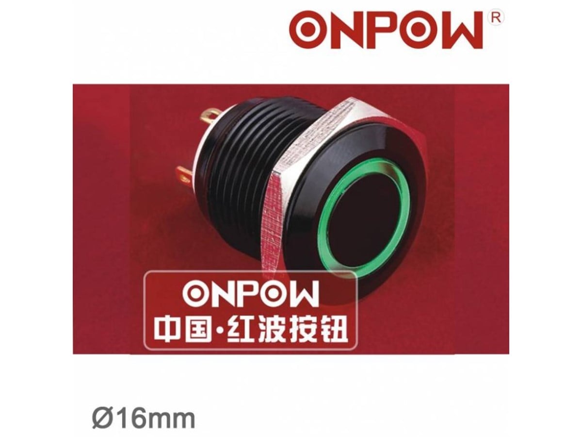 Onpow Yuvarlak 16MM Halka Ledli Yaylı Buton GQ16F-10E/A