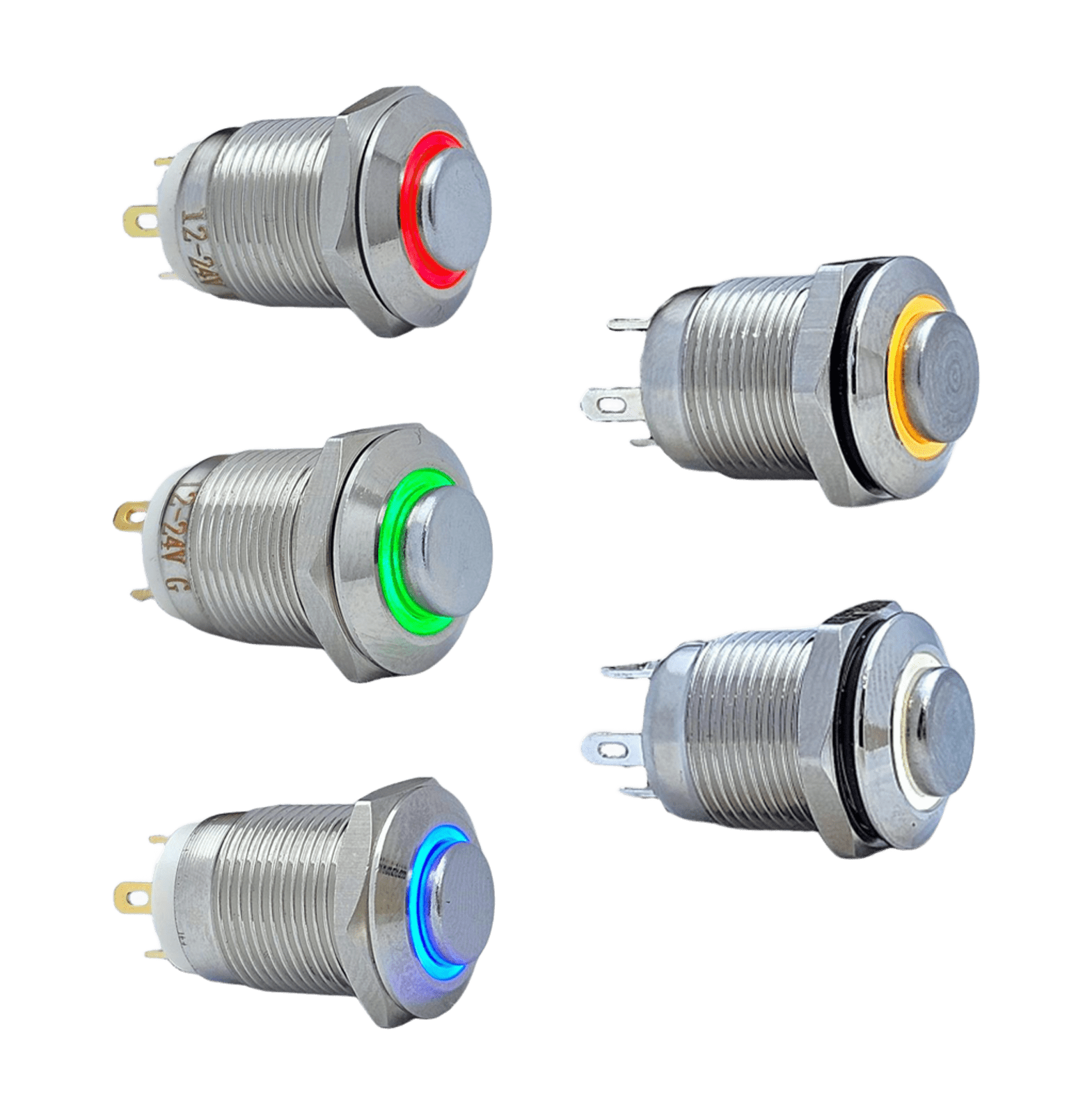 12MM YAYLI LEDLİ METAL BUTON - 1NO - IP67