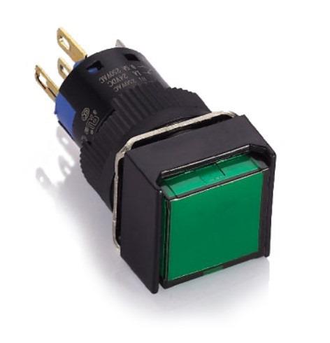 16mm Kare Kalıcı Buton 1NO+1NC 5 Pin Led Işık 24VAC/DC