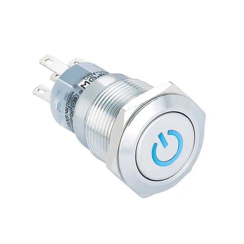 19mm Metal ''POWER'' LED'li Kalıcı Buton IP67 LAS1-AGQ-11Z-DT