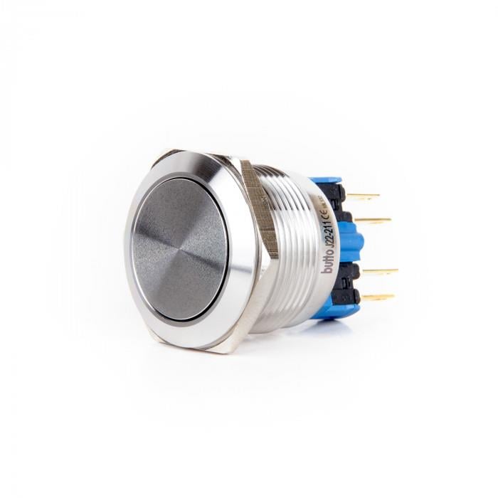 22MM DÜZ METAL YAYLI BUTON 1NO IP67 PASLANMAZ