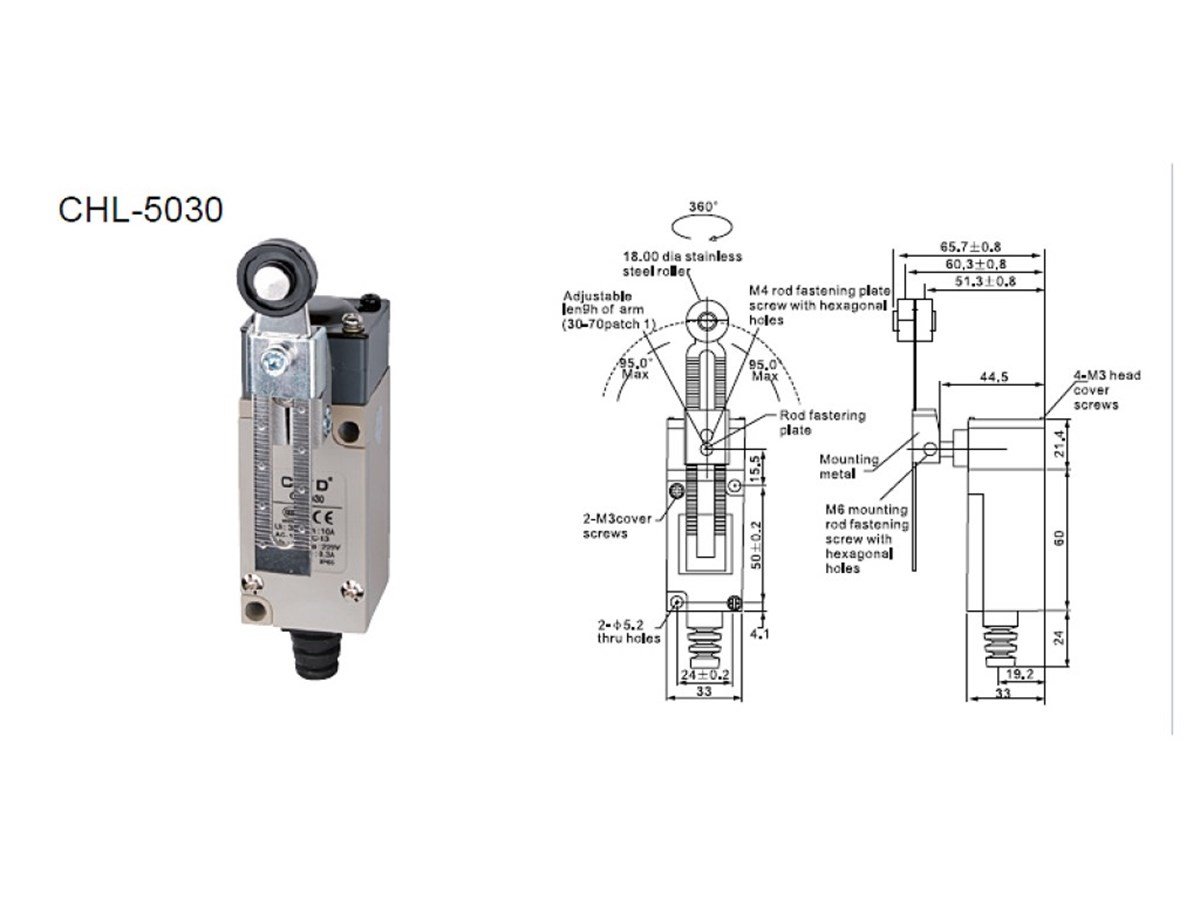 CNTD CHL-5030 Açısal Kol Ayarlı Makaralı  Limit Switch