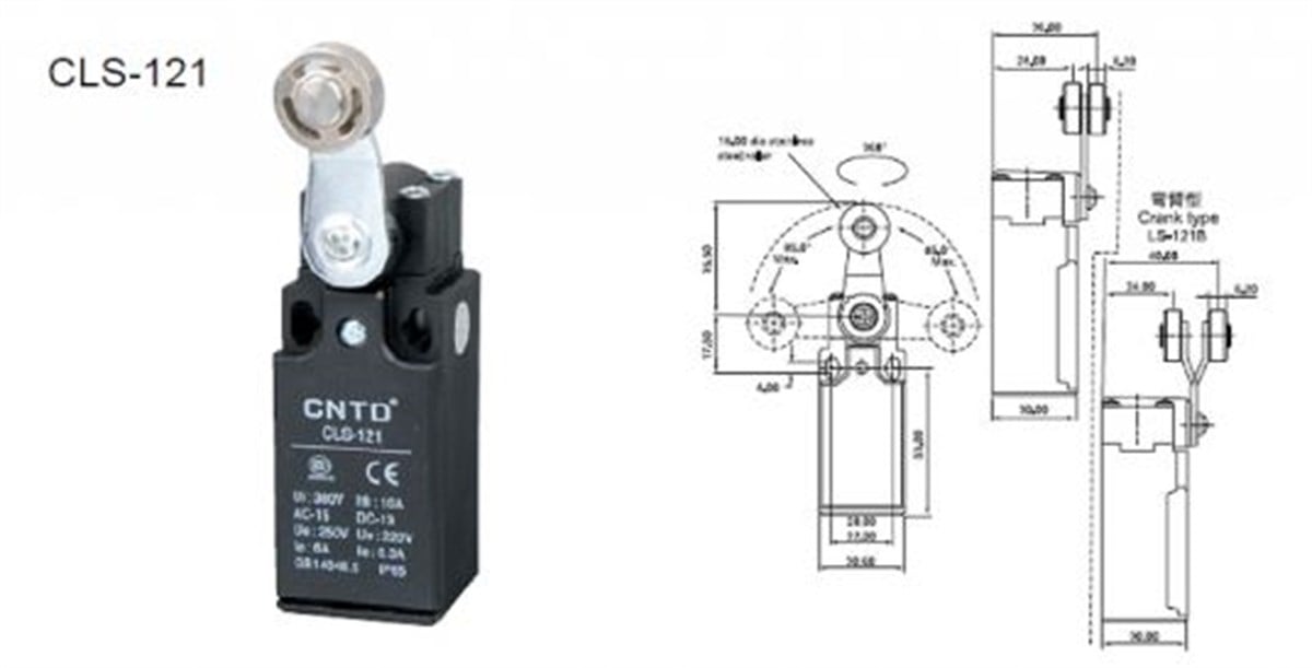 CNTD CLS-121 Dar Gövde Açısal Kol Makaralı Limit Switch