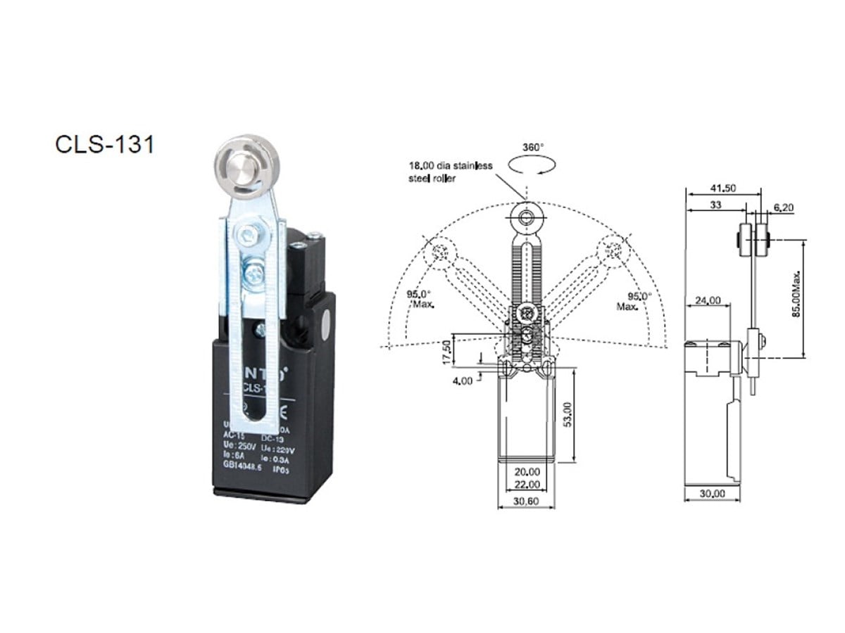 CNTD CLS-131 Dar Gövde Açısal Ayarlı Kol Makaralı Limit Switch