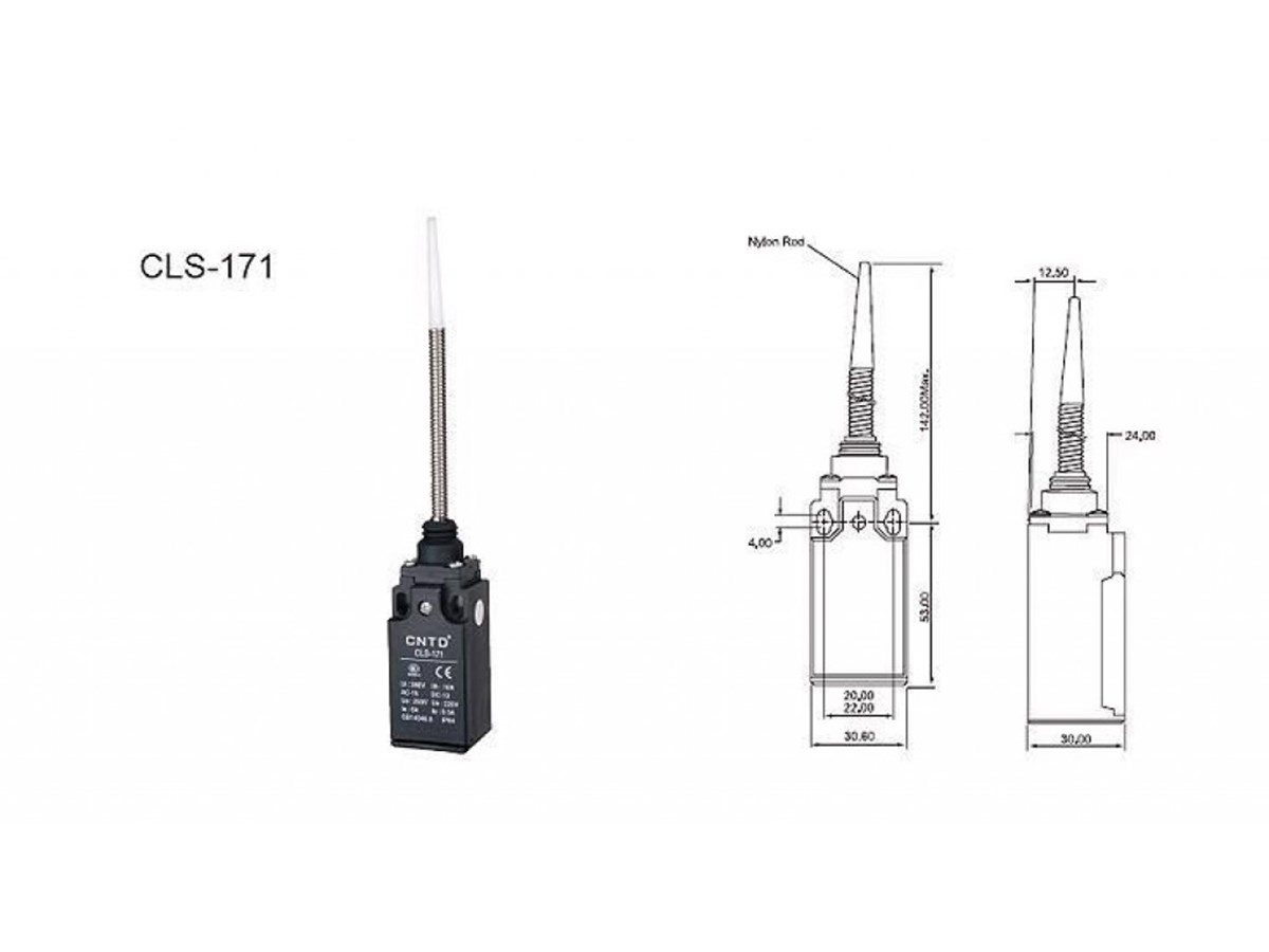 CNTD CLS-171 Dar Gövde Spiral Telli Plastik Çubuk Limit Switch