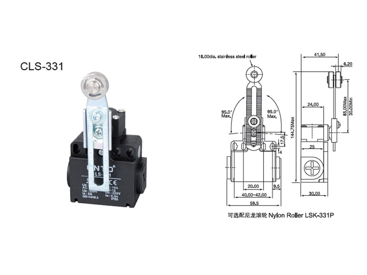 CNTD CLS-332 Geniş Gövde Açısal Ayarlı Kol Makaralı Limit Switch