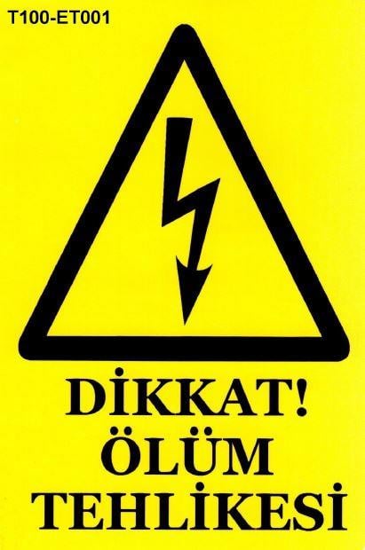 Dikkat Ölüm Tehlikesi Dikdörtgen Etiket 100x150 mm 