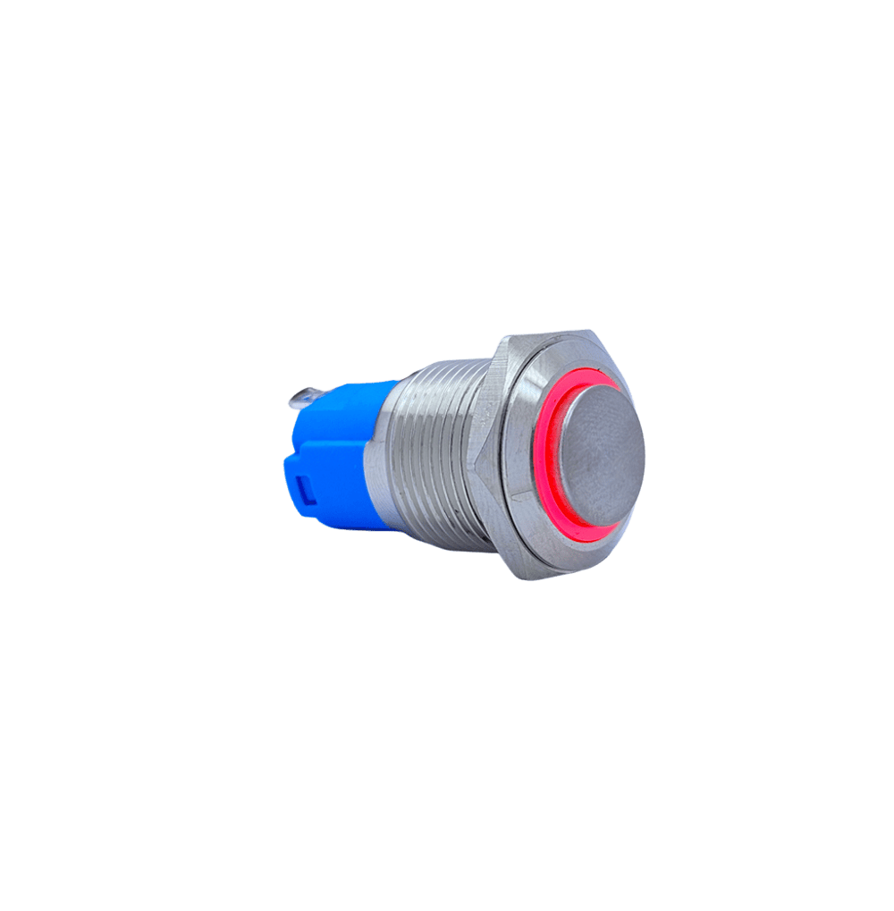E19 16MM METAL BUTON KALICILI 12-24V KIRMIZI LED 1NO/1NC