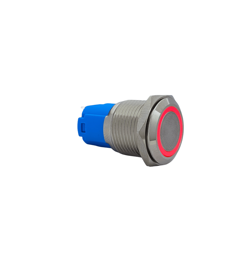 E34-1 16MM METAL BUTON YAYLI 12-24V KIRMIZI LED 1NO/1NC