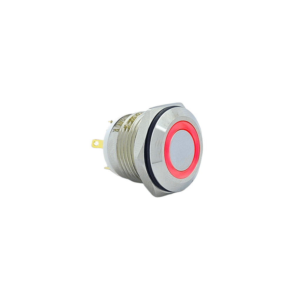 E34 16MM METAL BUTON YAYLI 12-24V KIRMIZI LED 1NO