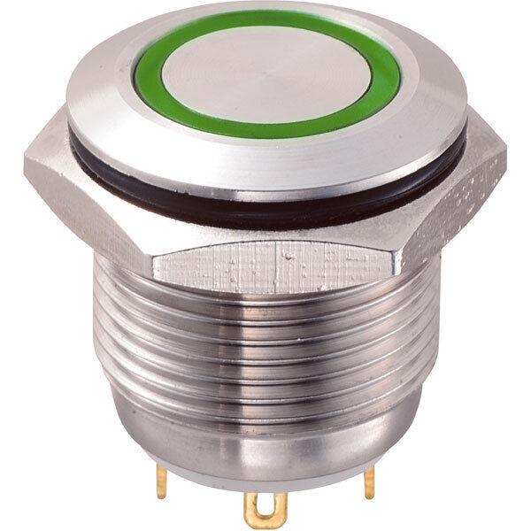 GQ16F-10E 16mm Metal LED'li Yaylı IP65 