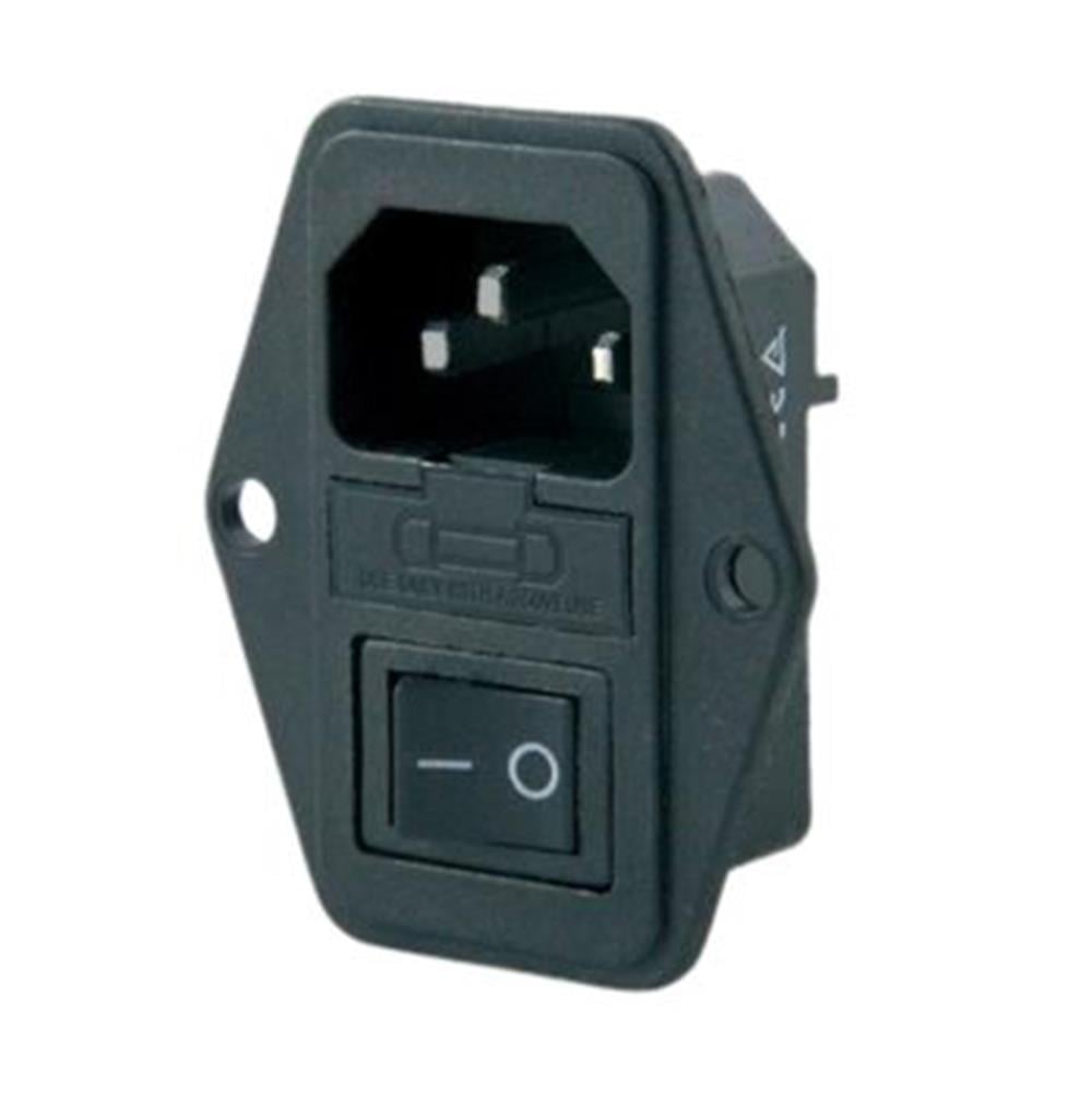 IC-214-S C14 Power Soket Erkek Anahtarlı Fuselİ Kulaklı