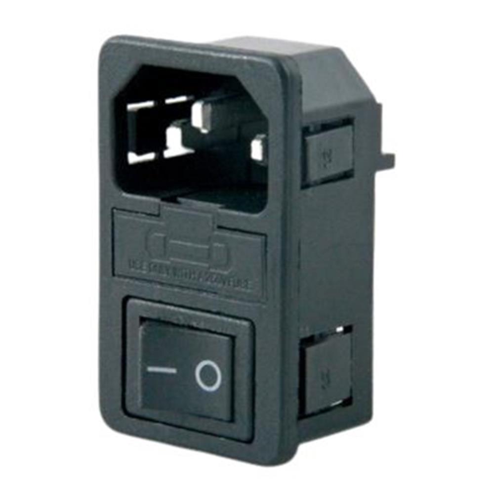 IC-214A-S C14 Power Soket Erkek Anahtarlı+Fuseli Kulaksız