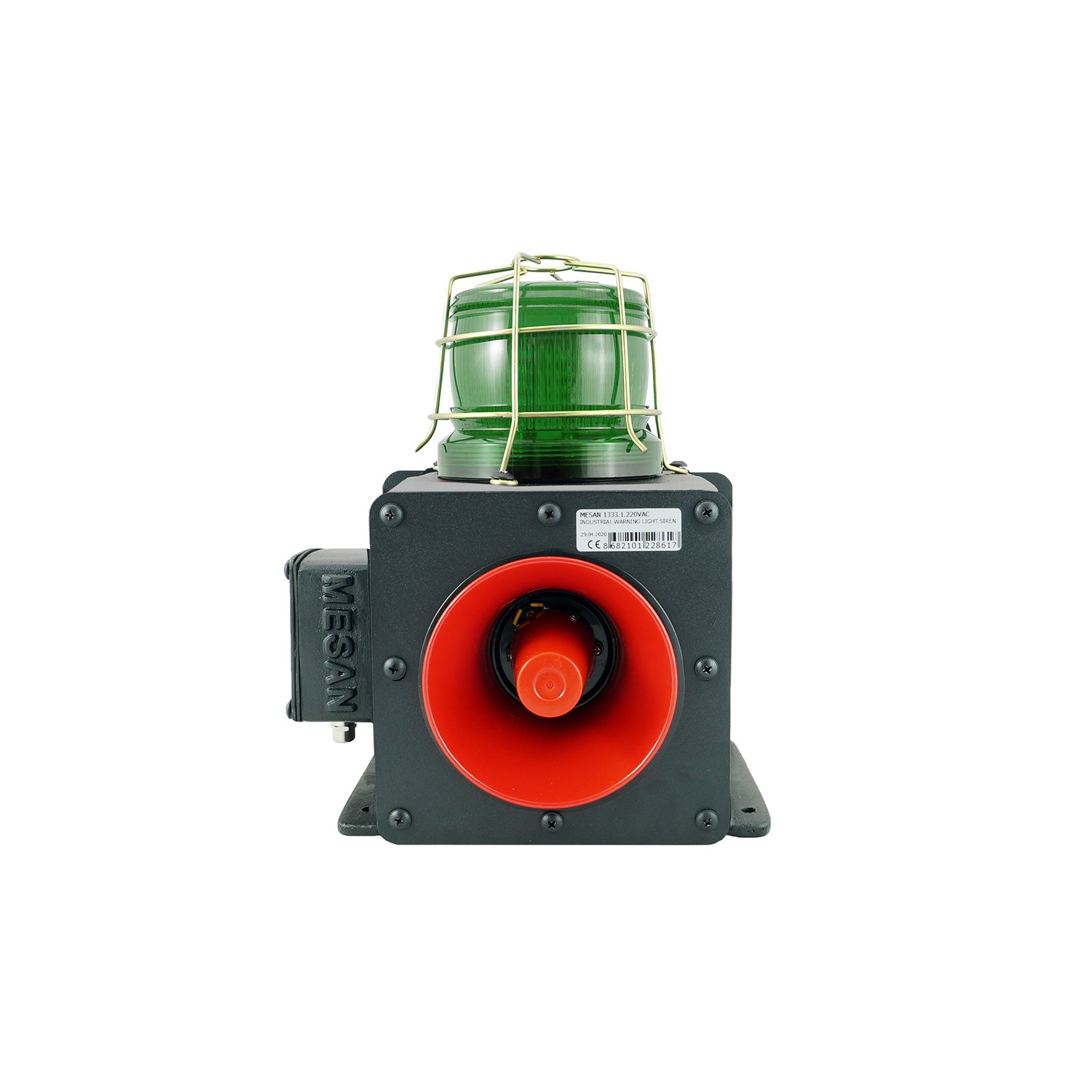MESAN MS 1333.2.12-60VAC/DC Endüstriyel Işıklı Siren 43 Ses Kontaklı Alüminyum Gövde