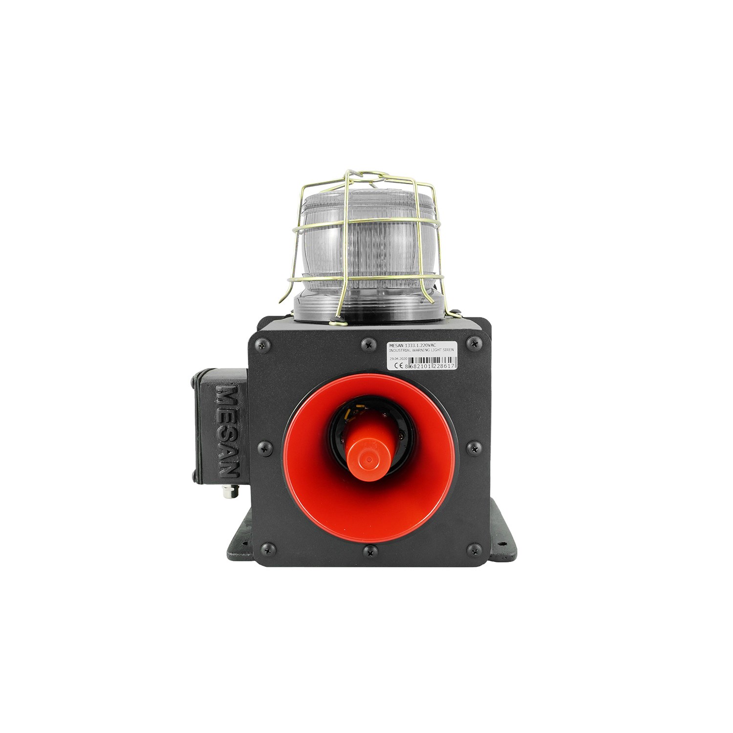 MESAN MS 1333.4.12-60VAC/DC Endüstriyel Işıklı Siren 43 Ses Kontaklı Alüminyum Gövde