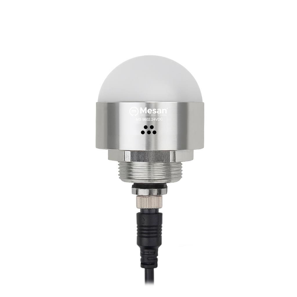 MESAN MS 9602.24VDC Ø50 M30 LED Indikatör M12 Konnektör RGY Buzzer Gümüş Gövde