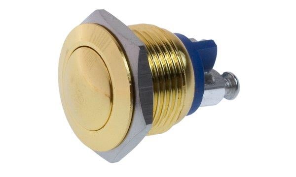 NO60 GQ16B-10-G 16mm Metal Yaylı Buton Altın Rengi IP65 Bombeli