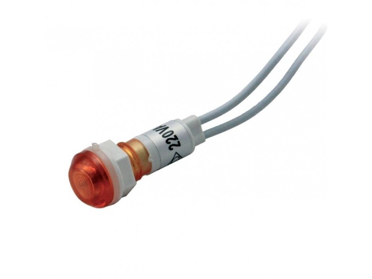 SİNYAL LAMBASI 10MM PLASTİK KABLOLU 220V KIRMIZI ( IC-227 )