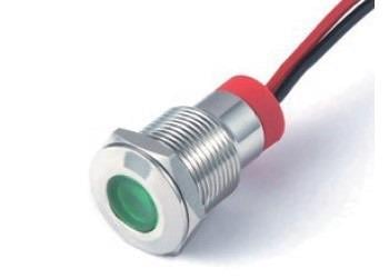 T12-130C 12mm Led Sinyal Lambası 12-24V DC 15cm Kablolu